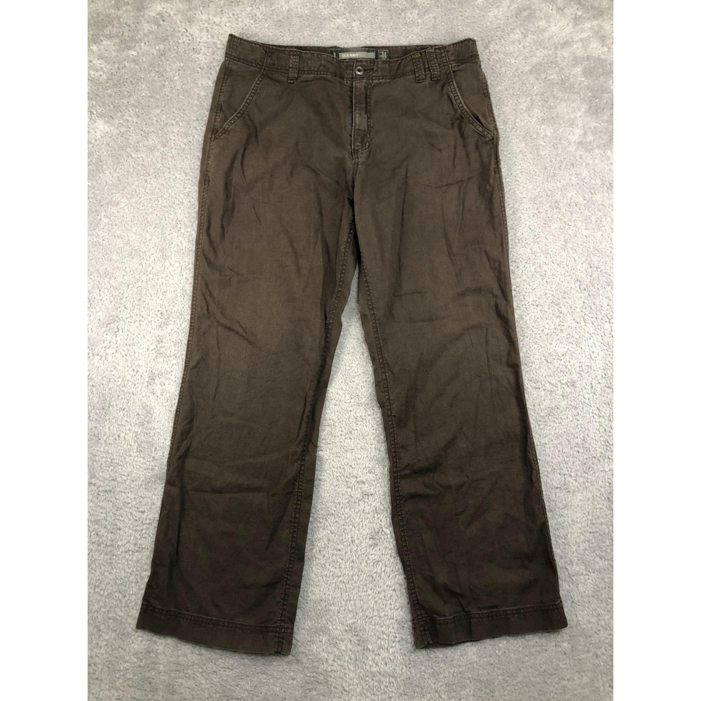 Old Navy Pants Mens 36x30 (Tag 34x32) Brown Y2K Linen Blend Drawstring